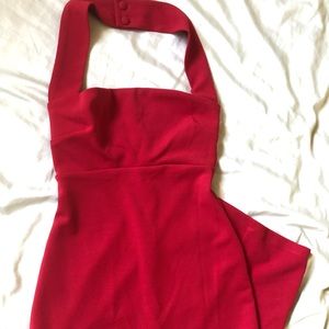 Red midi-dress